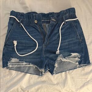 American Eagle Outfitters Blue Distressed Denim Shorts